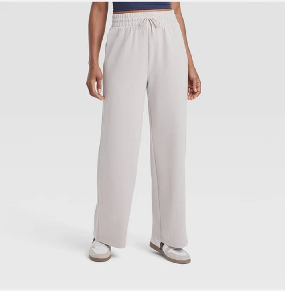 All in Motion Airy Sleek Ribbed Wide Leg Pants Sz Medium Taupe NWT